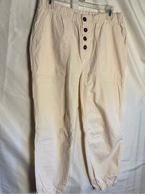 NWOT Free People Cream Button-Front Cargo Cotton Baggy Pants Beachy Cottagecore
